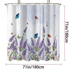 Shower Curtain with Hooks 180cm*180cm(70