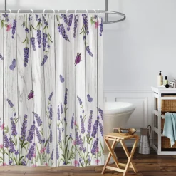 Shower Curtain with Hooks 180cm*180cm(70