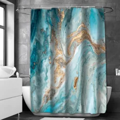 Shower Curtain with Hooks 180cm*180cm(70"*70") Polyester Washable Waterproof Marble Abstract Pattern