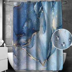 Shower Curtain with Hooks 180cm*180cm(70"*70") Polyester Washable Waterproof Marble Abstract Pattern
