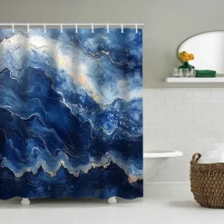 Shower Curtain with Hooks 180cm*180cm(70