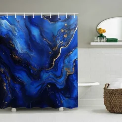 Shower Curtain with Hooks 180cm*180cm(70