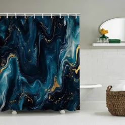 Shower Curtain with Hooks 180cm*180cm(70