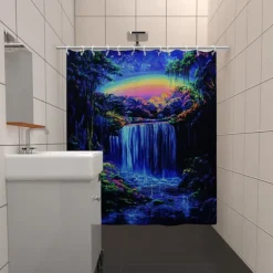 Shower Curtain with Hooks 180cm*180cm(70