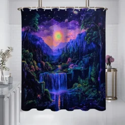 Shower Curtain with Hooks 180cm*180cm(70
