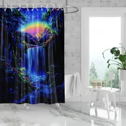Shower Curtain with Hooks 180cm*180cm(70