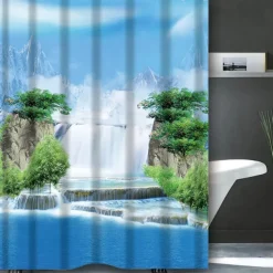 Shower Curtain with Hooks 180cm*180cm(70