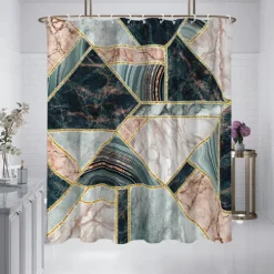 Shower Curtain with Hooks 180cm*180cm(70"*70") Polyester Washable Waterproof Pattern Bathroom Bathtub Decor Abstract Marble