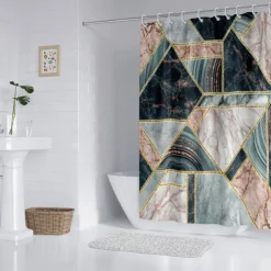 Shower Curtain with Hooks 180cm*180cm(70