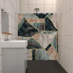 Shower Curtain with Hooks 180cm*180cm(70