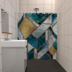 Shower Curtain with Hooks 180cm*180cm(70