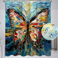 Shower Curtain with Hooks 180cm*180cm(70"*70") Polyester Washable Waterproof Plant Flower Pattern Bathroom Bathtub Decor