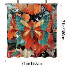 Shower Curtain with Hooks 180cm*180cm(70