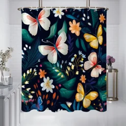 Shower Curtain with Hooks 180cm*180cm(70