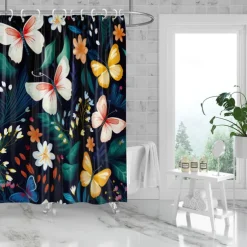 Shower Curtain with Hooks 180cm*180cm(70