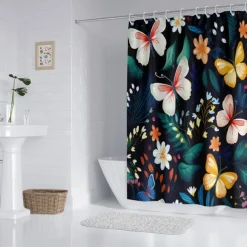 Shower Curtain with Hooks 180cm*180cm(70