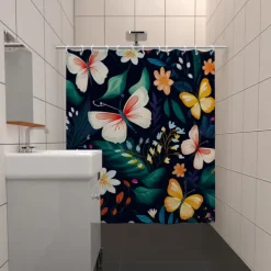 Shower Curtain with Hooks 180cm*180cm(70