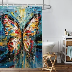 Shower Curtain with Hooks 180cm*180cm(70