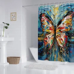 Shower Curtain with Hooks 180cm*180cm(70