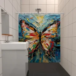 Shower Curtain with Hooks 180cm*180cm(70