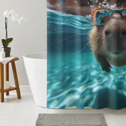 Shower Curtain with Hooks 180cm*180cm(70