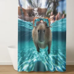 Shower Curtain with Hooks 180cm*180cm(70