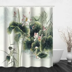 Shower Curtain with Hooks 180cm*180cm(70