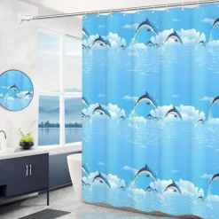 Shower Curtain with Hooks 180cm*180cm(70