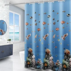 Shower Curtain with Hooks 180cm*180cm(70
