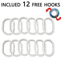 Shower Curtain with Hooks 180cm*180cm(70