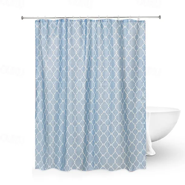 Shower Curtains for Bathroom, Polyester Waffle Textured Stripe Pattern Shower Curtain with Metal Grommets and Plastic Hooks 180cm*180cm(70"*70")