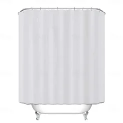 Shower Curtains for Bathroom, Polyester Waffle Textured Stripe Pattern Shower Curtain with Metal Grommets and Plastic Hooks 180cm*180cm(70