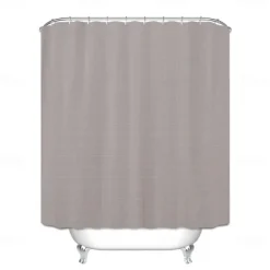 Shower Curtains for Bathroom, Polyester Waffle Textured Stripe Pattern Shower Curtain with Metal Grommets and Plastic Hooks 180cm*180cm(70