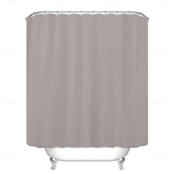 Shower Curtains for Bathroom, Polyester Waffle Textured Stripe Pattern Shower Curtain with Metal Grommets and Plastic Hooks 180cm*180cm(70"*70")