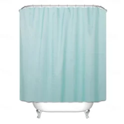Shower Curtains for Bathroom, Polyester Waffle Textured Stripe Pattern Shower Curtain with Metal Grommets and Plastic Hooks 180cm*180cm(70