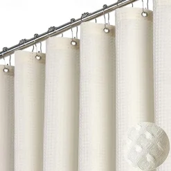 Shower Curtains Waffle Textured Heavy Duty Thick Fabric Water Repellent Liner with Stainless Steel Hooks Hotel Luxury Quality Sage Green 180cm*180cm(70