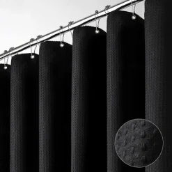 Shower Curtains Waffle Textured Heavy Duty Thick Fabric Water Repellent Liner with Stainless Steel Hooks Hotel Luxury Quality Sage Green 180cm*180cm(70