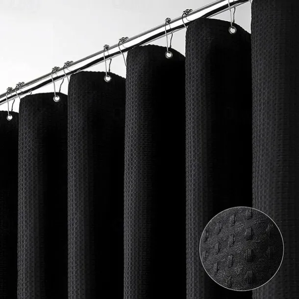 Shower Curtains Waffle Textured Heavy Duty Thick Fabric Water Repellent Liner with Stainless Steel Hooks Hotel Luxury Quality Sage Green 180cm*180cm(70"*70")