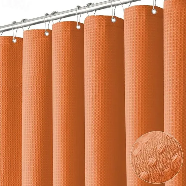 Shower Curtains Waffle Textured Heavy Duty Thick Fabric Water Repellent Liner with Stainless Steel Hooks Hotel Luxury Quality Sage Green 180cm*180cm(70"*70")