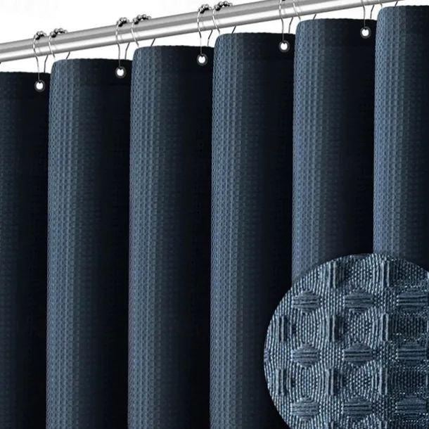 Shower Curtains Waffle Textured Heavy Duty Thick Fabric Water Repellent Liner with Stainless Steel Hooks Hotel Luxury Quality Sage Green 180cm*180cm(70"*70")