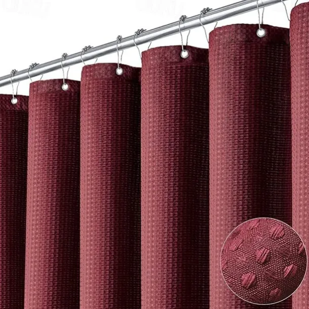 Shower Curtains Waffle Textured Heavy Duty Thick Fabric Water Repellent Liner with Stainless Steel Hooks Hotel Luxury Quality Sage Green 180cm*180cm(70"*70")