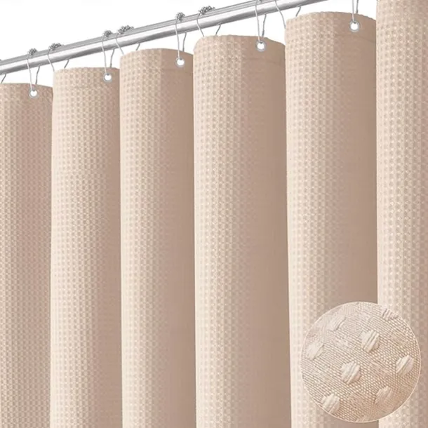 Shower Curtains Waffle Textured Heavy Duty Thick Fabric Water Repellent Liner with Stainless Steel Hooks Hotel Luxury Quality Sage Green 180cm*180cm(70"*70")