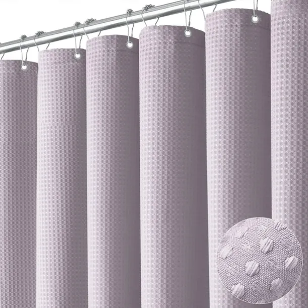 Shower Curtains Waffle Textured Heavy Duty Thick Fabric Water Repellent Liner with Stainless Steel Hooks Hotel Luxury Quality Sage Green 180cm*180cm(70"*70")