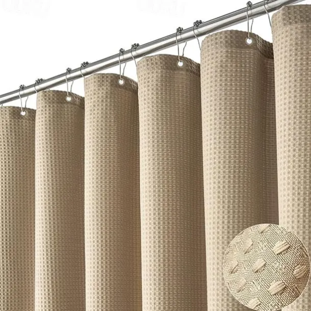 Shower Curtains Waffle Textured Heavy Duty Thick Fabric Water Repellent Liner with Stainless Steel Hooks Hotel Luxury Quality Sage Green 180cm*180cm(70"*70")