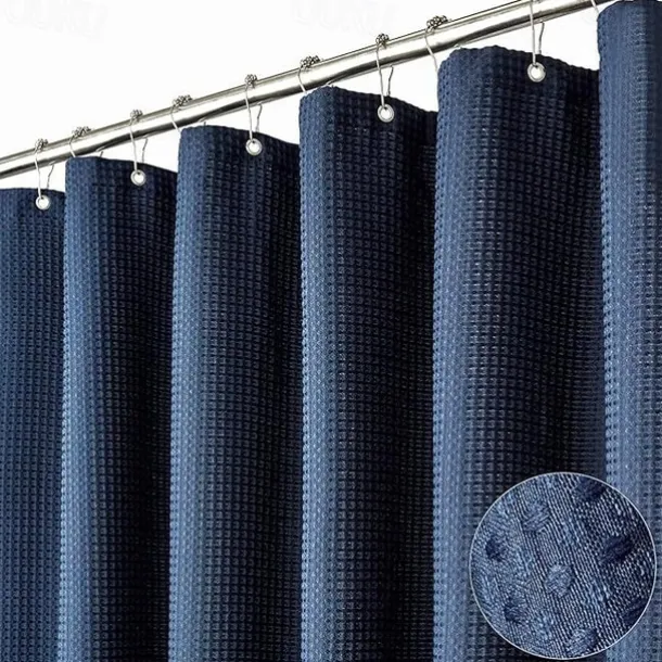 Shower Curtains Waffle Textured Heavy Duty Thick Fabric Water Repellent Liner with Stainless Steel Hooks Hotel Luxury Quality Sage Green 180cm*180cm(70"*70")