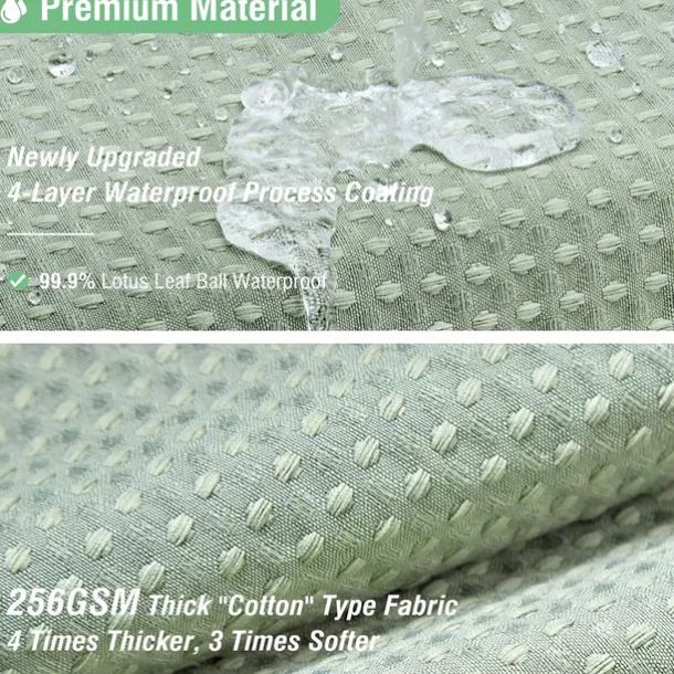 Shower Curtains Waffle Textured Heavy Duty Thick Fabric Water Repellent Liner with Stainless Steel Hooks Hotel Luxury Quality Sage Green 180cm*180cm(70"*70")