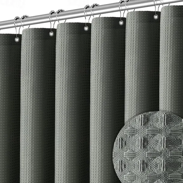 Shower Curtains Waffle Textured Heavy Duty Thick Fabric Water Repellent Liner with Stainless Steel Hooks Hotel Luxury Quality Sage Green 180cm*180cm(70"*70")