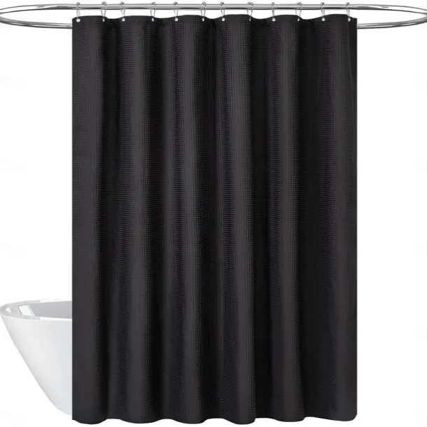 Shower Curtains Waffle Textured Heavy Duty Thick Fabric Water Repellent Liner with Stainless Steel Hooks Hotel Luxury Quality Sage Green 180cm*180cm(70"*70")