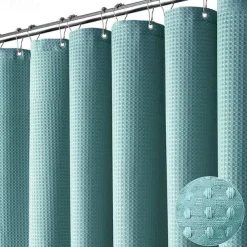 Shower Curtains Waffle Textured Heavy Duty Thick Fabric Water Repellent Liner with Stainless Steel Hooks Hotel Luxury Quality Sage Green 180cm*180cm(70