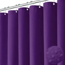 Shower Curtains Waffle Textured Heavy Duty Thick Fabric Water Repellent Liner with Stainless Steel Hooks Hotel Luxury Quality Sage Green 180cm*180cm(70